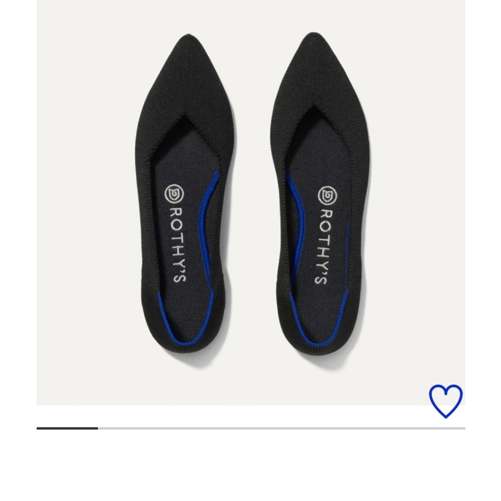 Rothy's Navy Pointed Toe Flats with Blue Trim; 7.5.